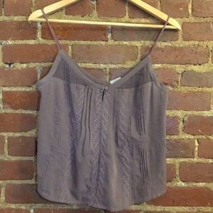 UO grey-purple tank top with floral embroidery